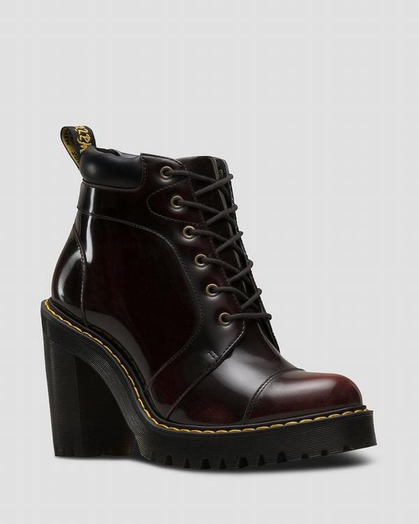 Dr Martens Dámské Boty Na Vysokém Podpatku Averil Arcadia Červené, CZ-806731